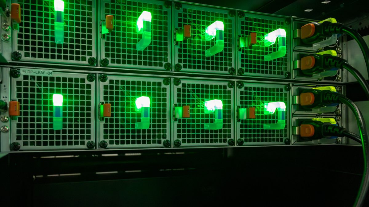 Photo of Deeper Thought Switches of HPC racks at FLF